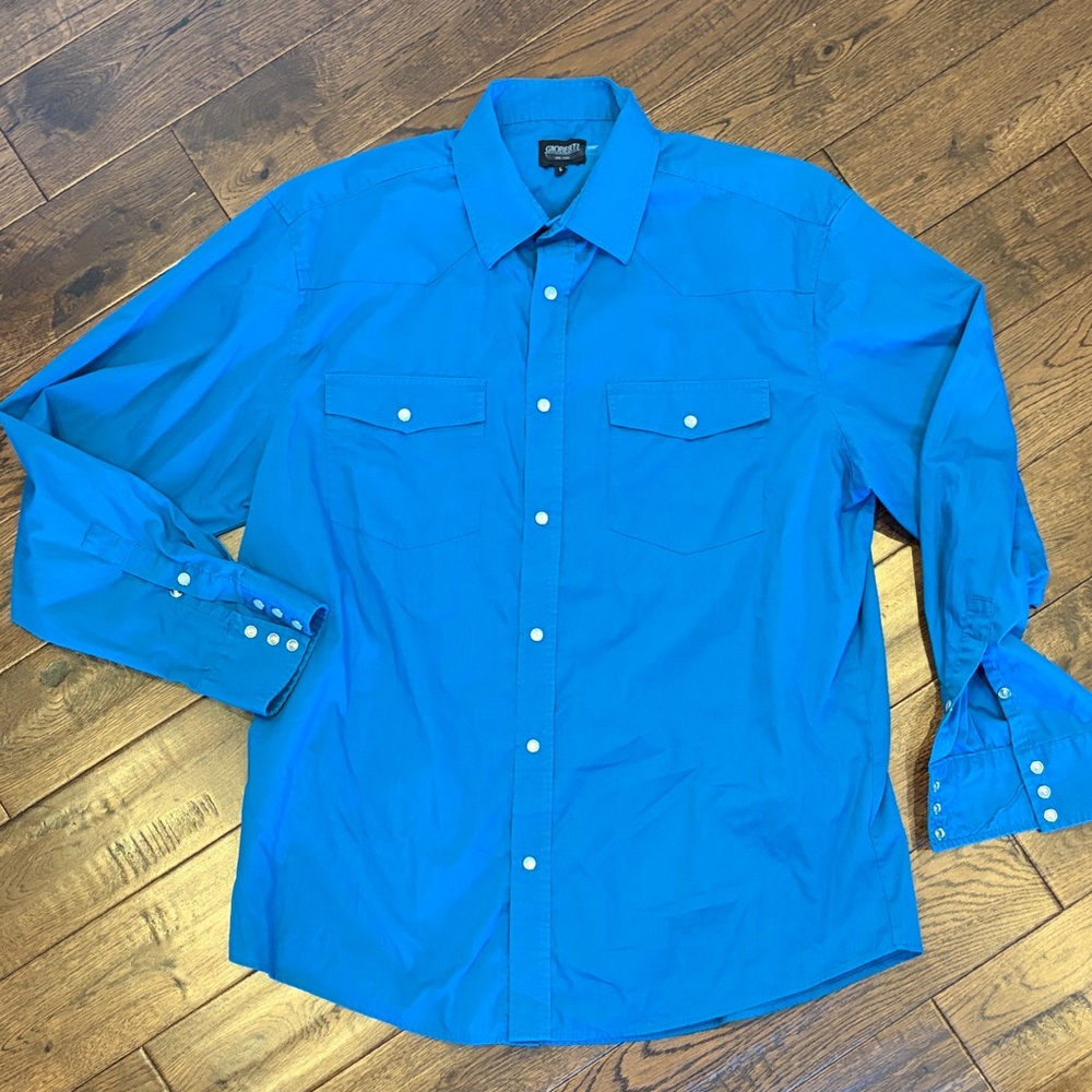 GiOberti Men’s Bold Blue SNAP-Down Western Shirt Large